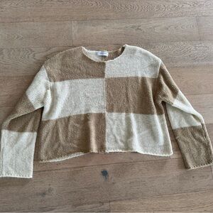 The Lifestyled Co Checkered Sweater Beige XL